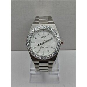 GLD Alpha Era Quartz Watch Silver Iced Bezel 5 ATM Steel Bracelet New Battery